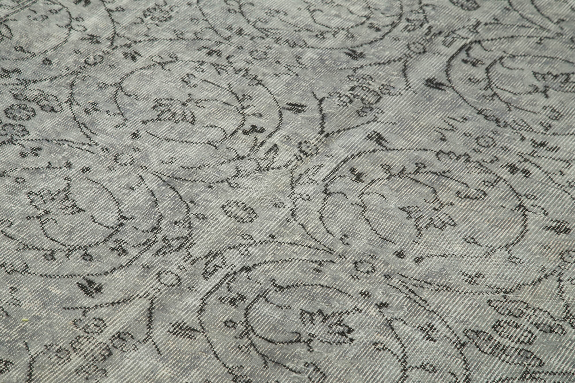 Overdyed Vintage Gri Eskitme Pamuk Yün El Dokuma Halısı 160x256 Agacan