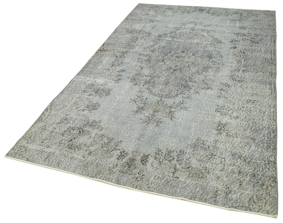 Overdyed Vintage Gri Eskitme Pamuk Yün El Dokuma Halısı 149x254 Agacan