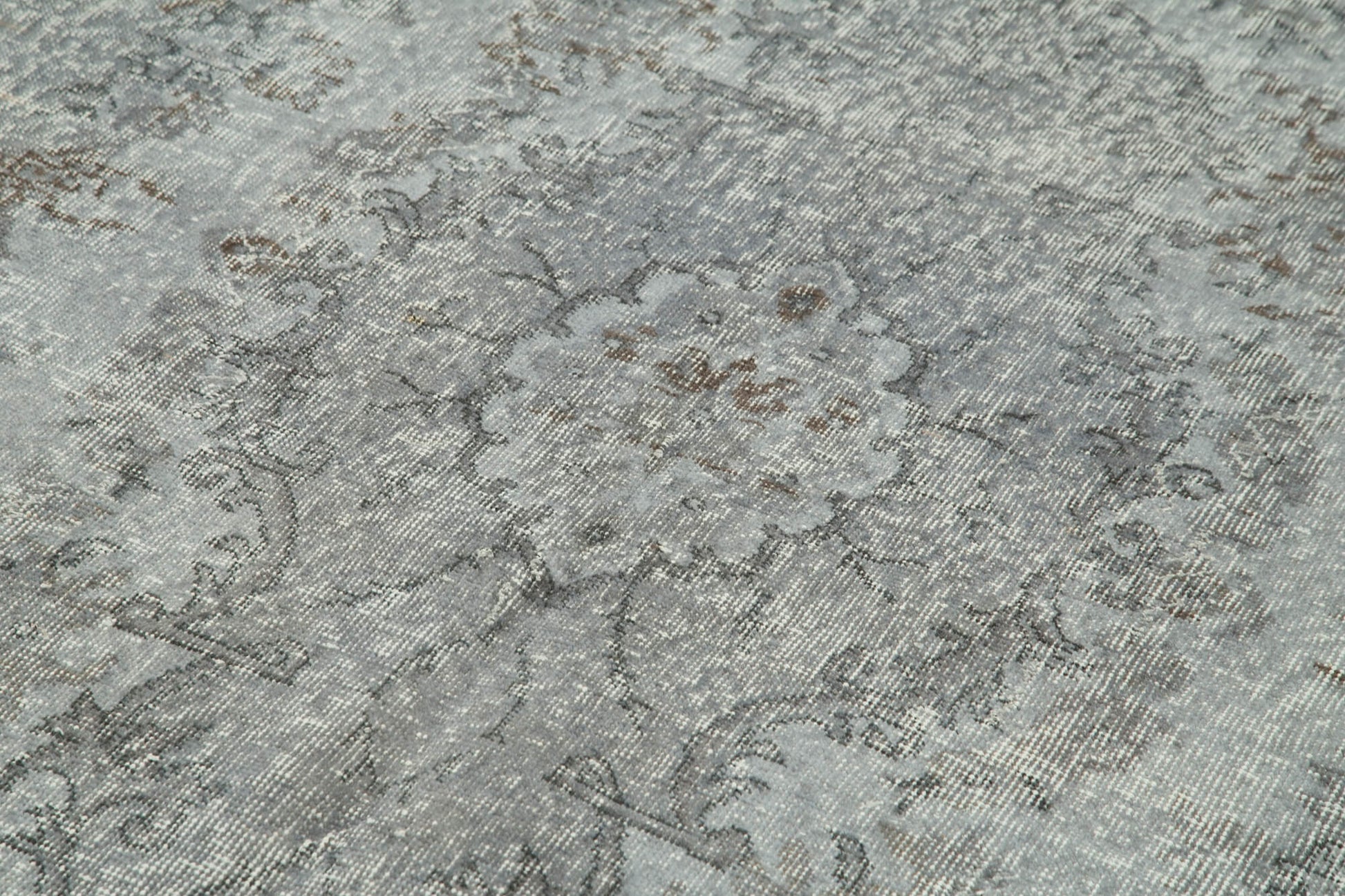 Overdyed Vintage Gri Eskitme Pamuk Yün El Dokuma Halısı 149x254 Agacan