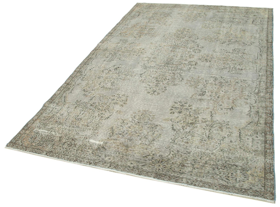 Overdyed Vintage Gri Eskitme Pamuk Yün El Dokuma Halısı 165x274 Agacan
