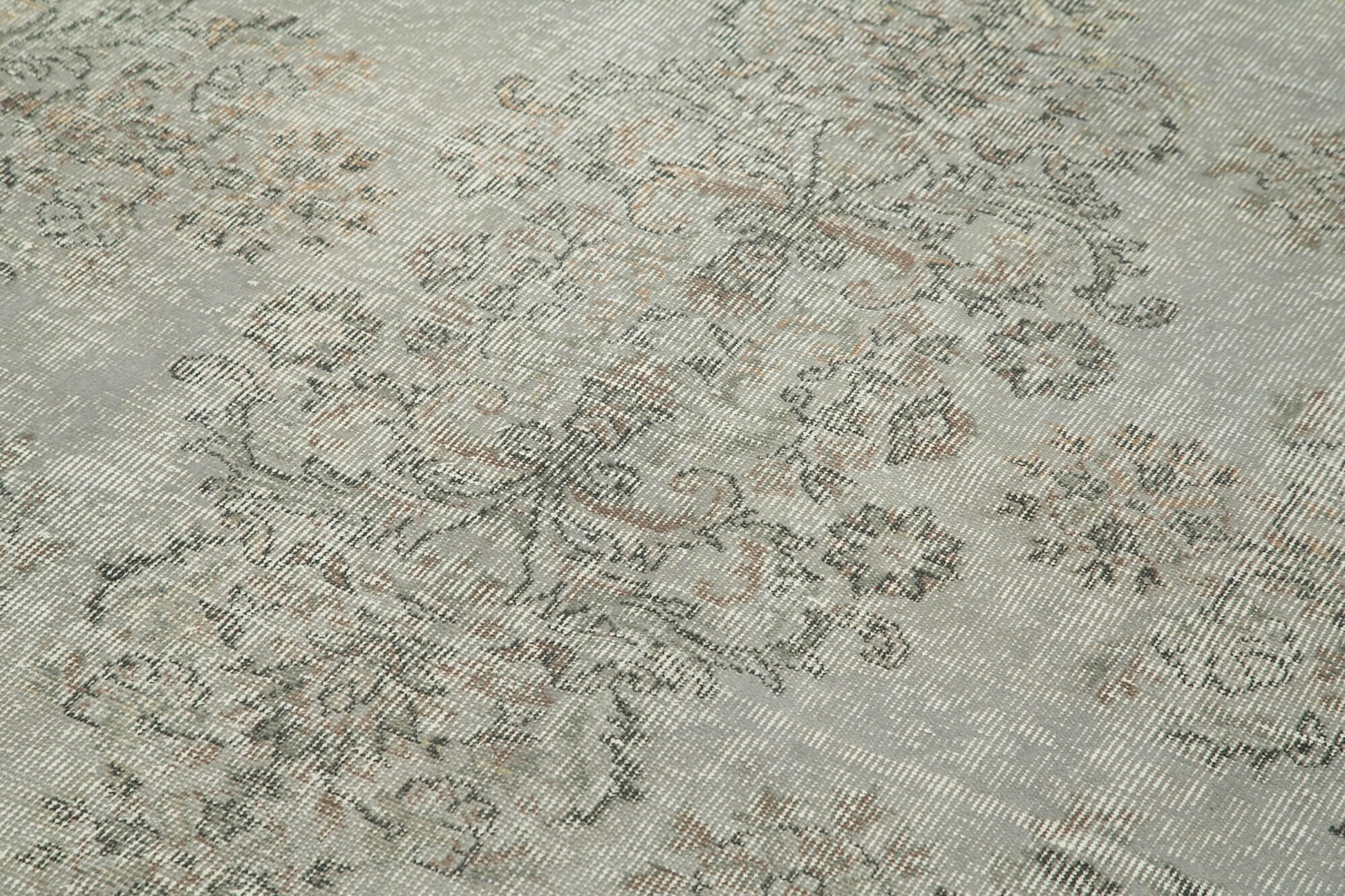 Overdyed Vintage Gri Eskitme Pamuk Yün El Dokuma Halısı 165x274 Agacan