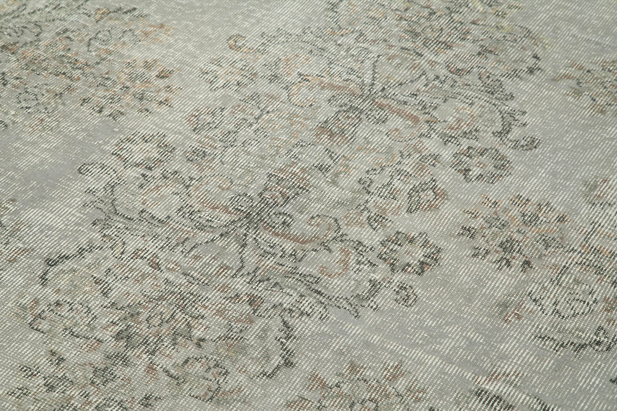 Overdyed Vintage Gri Eskitme Pamuk Yün El Dokuma Halısı 165x274 Agacan