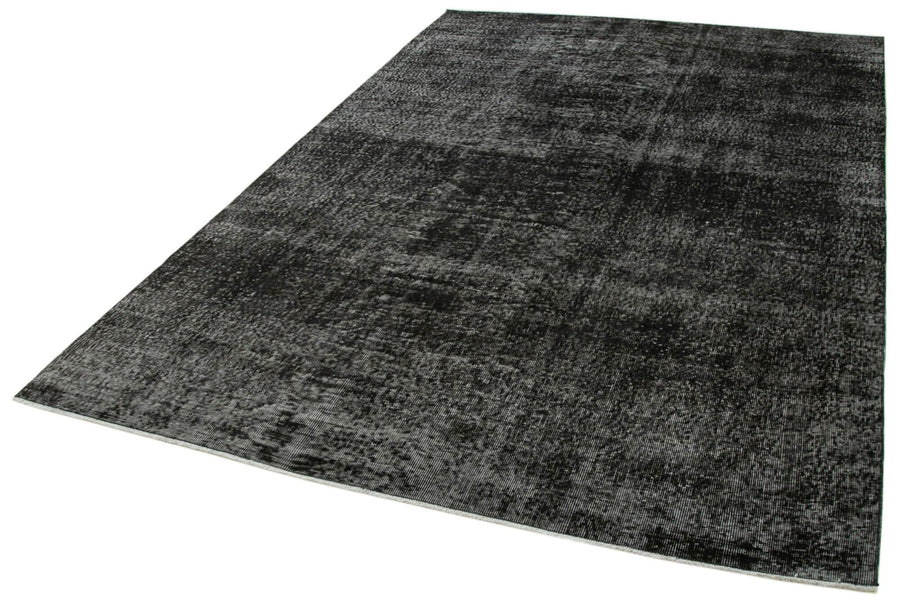 Overdyed Vintage Siyah Eskitme Pamuk Yün El Dokuma Halısı 195x290 Agacan