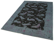 Needlepoint Gri Figürlü Pamuk Yün El Dokuma Halısı 153x248 Agacan