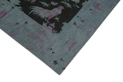 Needlepoint Gri Figürlü Pamuk Yün El Dokuma Halısı 153x248 Agacan