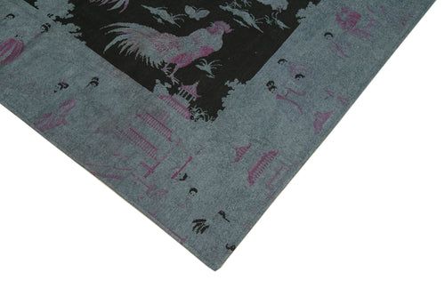 Needlepoint Gri Figürlü Pamuk Yün El Dokuma Halısı 153x248 Agacan