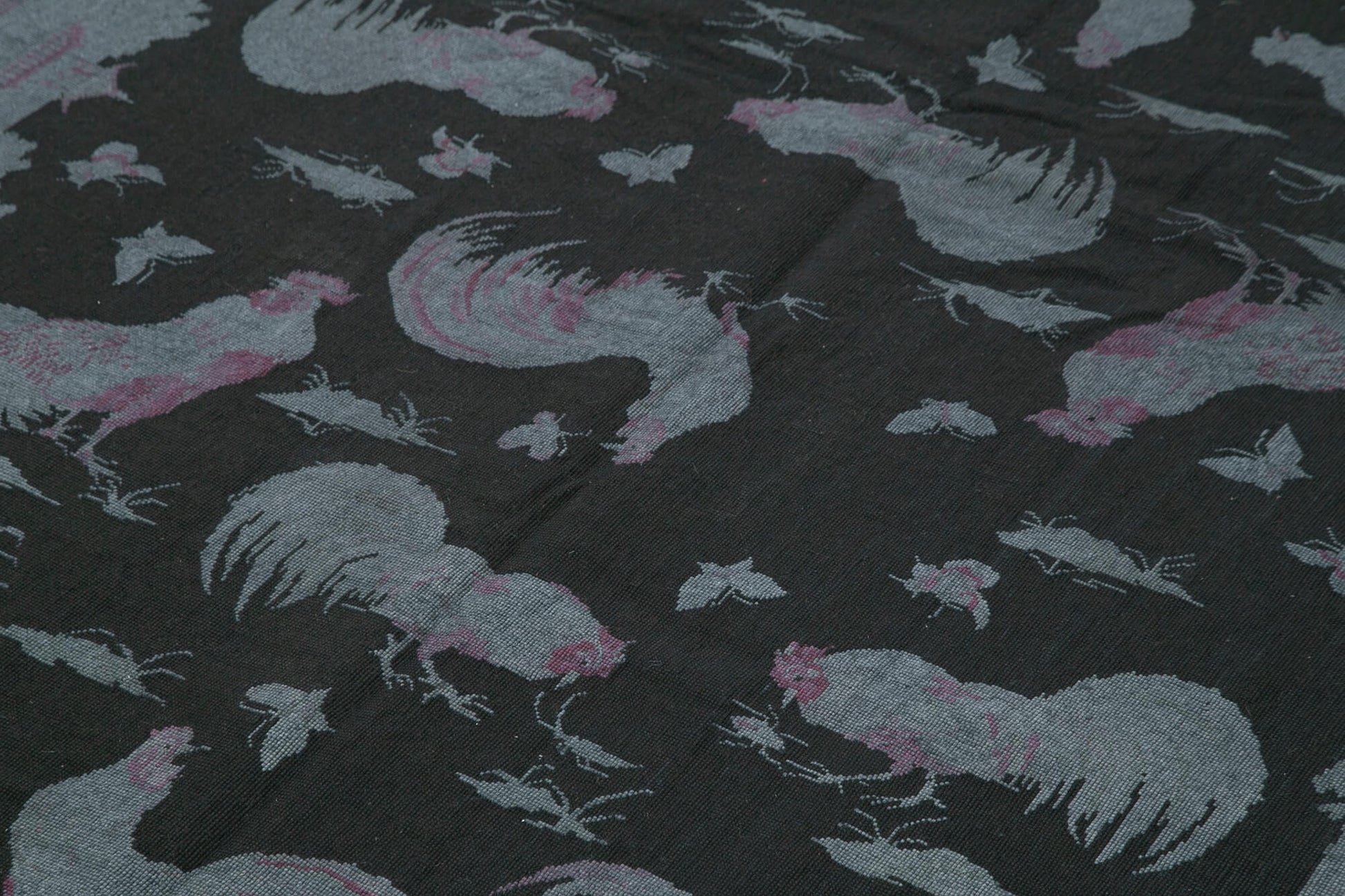 Needlepoint Gri Figürlü Pamuk Yün El Dokuma Halısı 153x248 Agacan