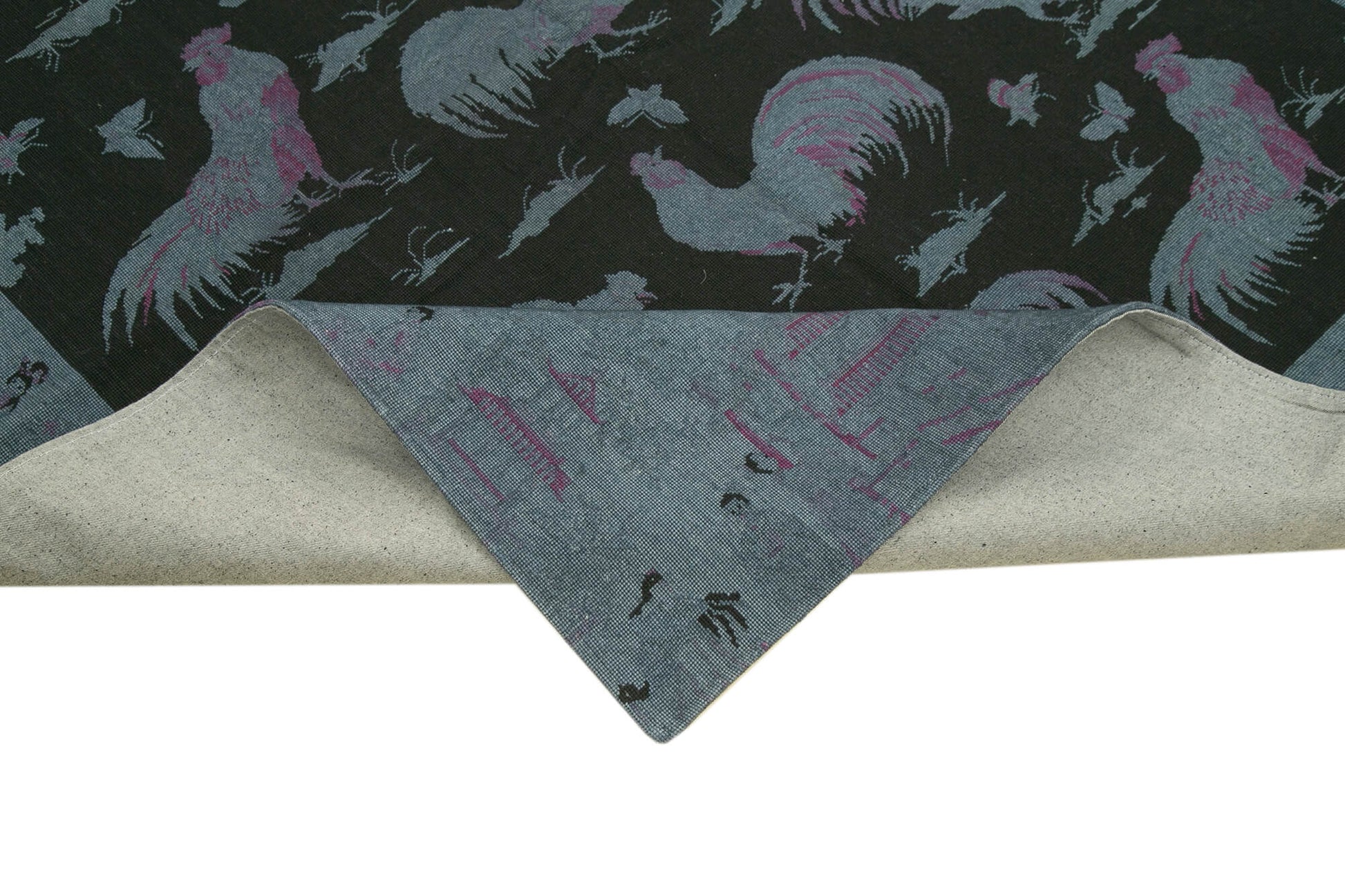 Needlepoint Gri Figürlü Pamuk Yün El Dokuma Halısı 153x248 Agacan