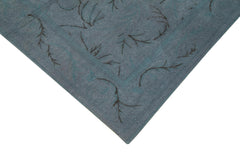Needlepoint Mavi Çiçekli Pamuk Yün El Dokuma Halısı 165x254 Agacan