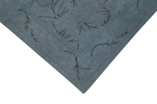 Needlepoint Mavi Çiçekli Pamuk Yün El Dokuma Halısı 165x254 Agacan