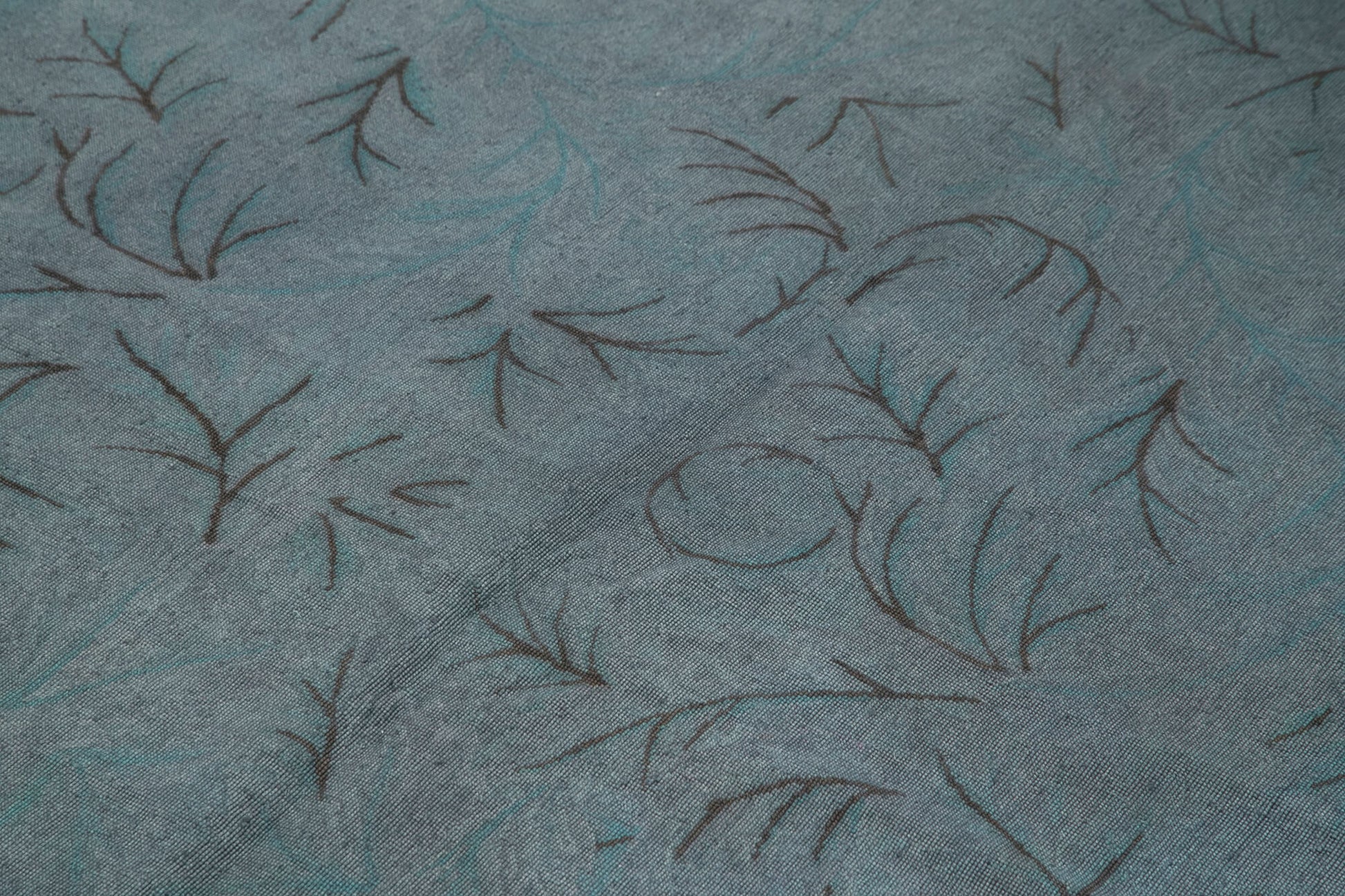 Needlepoint Mavi Çiçekli Pamuk Yün El Dokuma Halısı 165x254 Agacan