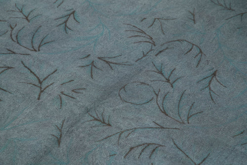 Needlepoint Mavi Çiçekli Pamuk Yün El Dokuma Halısı 165x254 Agacan