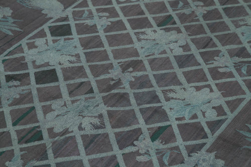 Needlepoint Gri Figürlü Pamuk Yün El Dokuma Halısı 172x260 Agacan