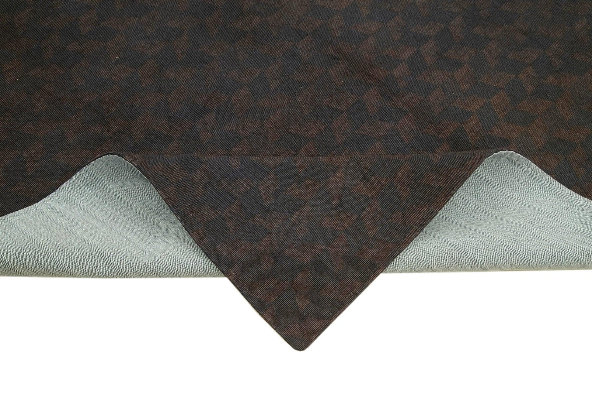 Needlepoint Kahverengi Geometrik Pamuk Yün El Dokuma Halısı 169x250 Agacan