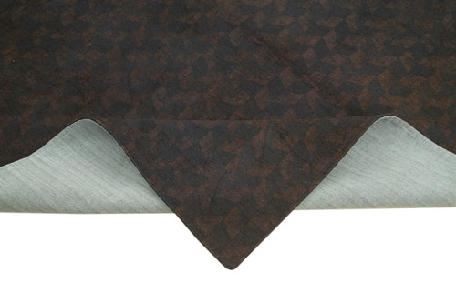 Needlepoint Kahverengi Geometrik Pamuk Yün El Dokuma Halısı 169x250 Agacan