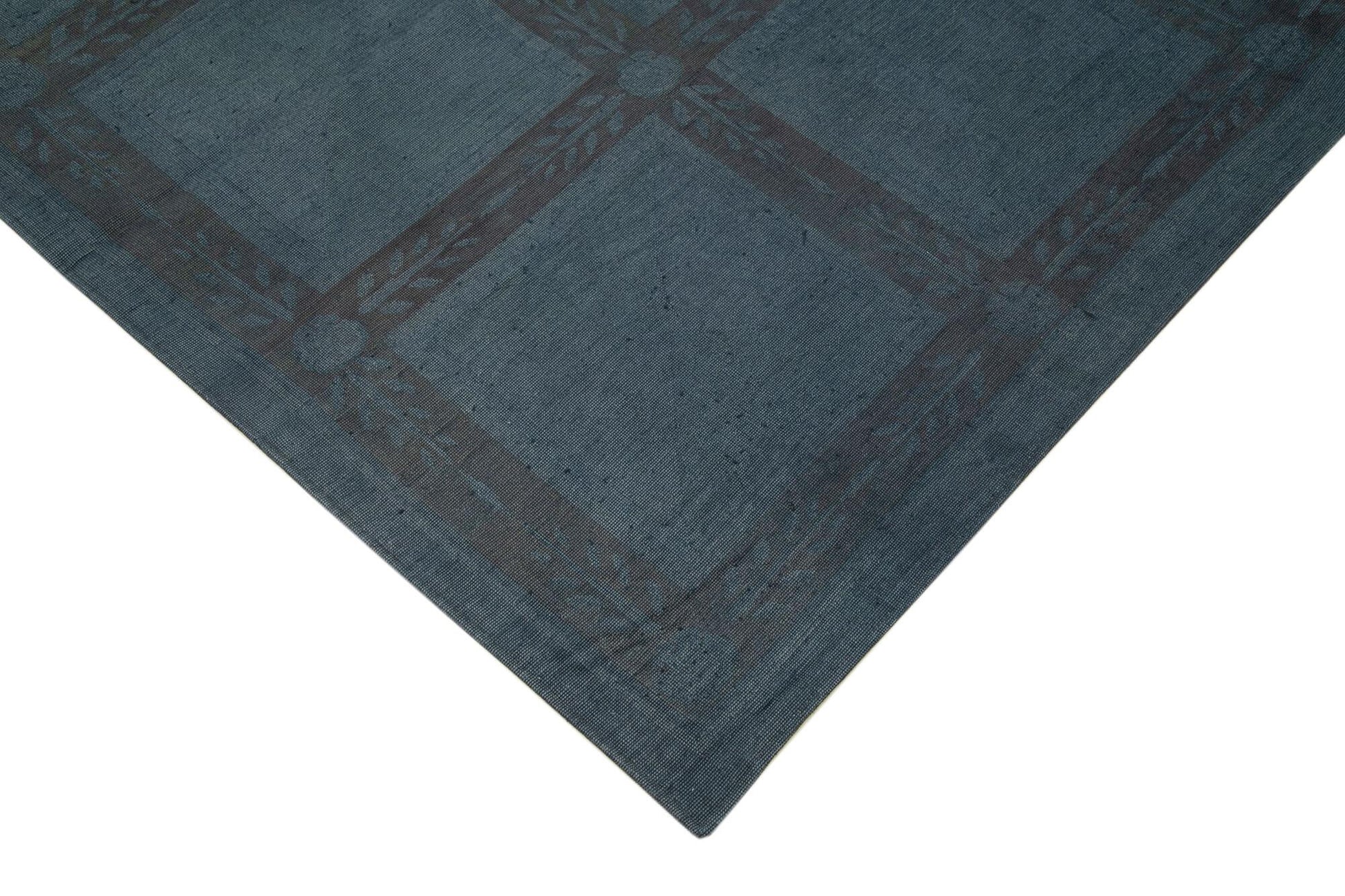 Needlepoint Mavi Geometrik Pamuk Yün El Dokuma Halısı 164x256 Agacan
