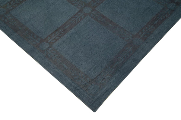 Needlepoint Mavi Geometrik Pamuk Yün El Dokuma Halısı 164x256 Agacan