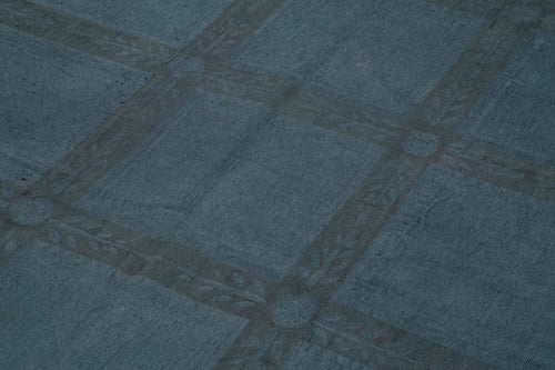 Needlepoint Mavi Geometrik Pamuk Yün El Dokuma Halısı 164x256 Agacan