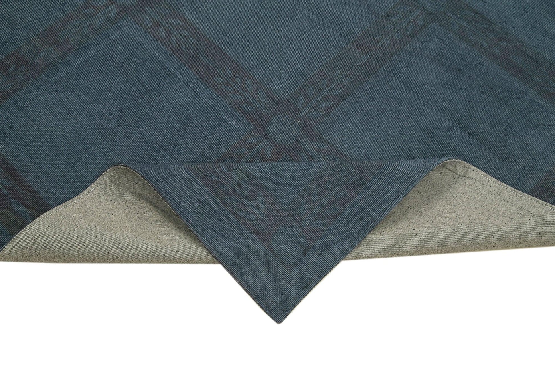 Needlepoint Mavi Geometrik Pamuk Yün El Dokuma Halısı 164x256 Agacan