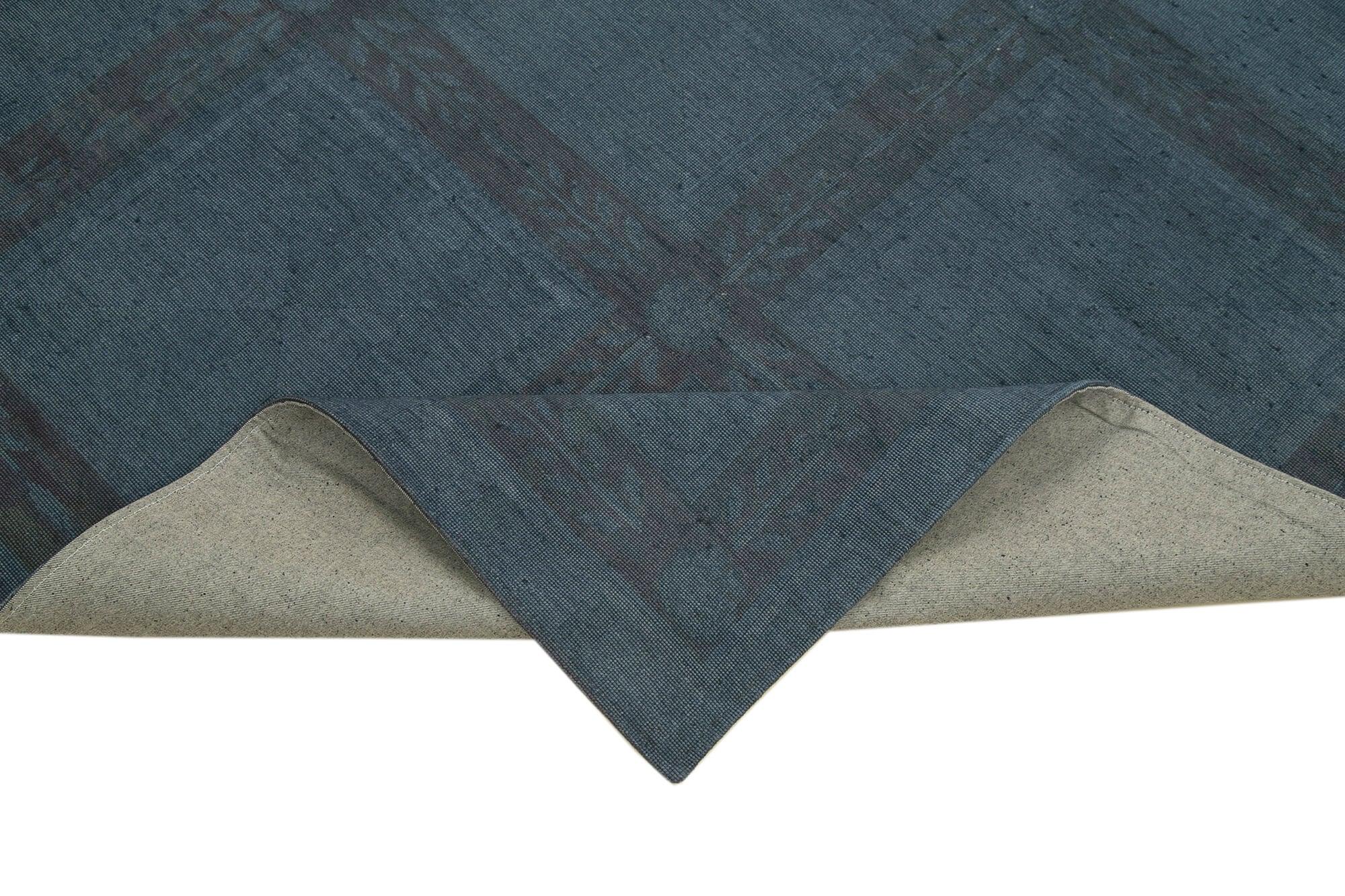 Needlepoint Mavi Geometrik Pamuk Yün El Dokuma Halısı 164x256 Agacan