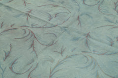 Needlepoint Mavi Çiçekli Pamuk Yün El Dokuma Halısı 163x253 Agacan