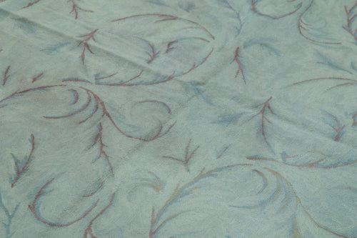 Needlepoint Mavi Çiçekli Pamuk Yün El Dokuma Halısı 163x253 Agacan