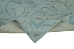 Needlepoint Mavi Çiçekli Pamuk Yün El Dokuma Halısı 163x253 Agacan