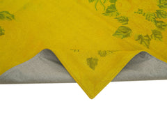 Needlepoint Sarı Çiçekli Pamuk Yün El Dokuma Halısı 168x260 Agacan