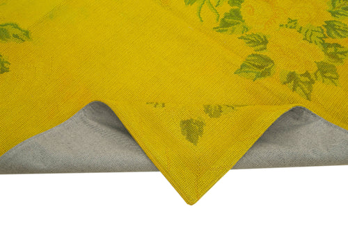 Needlepoint Sarı Çiçekli Pamuk Yün El Dokuma Halısı 168x260 Agacan