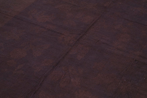 Needlepoint Kahverengi Çiçekli Pamuk Yün El Dokuma Halısı 182x250 Agacan