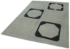 Needlepoint Gri Çiçekli Pamuk Yün El Dokuma Halısı 165x234 Agacan