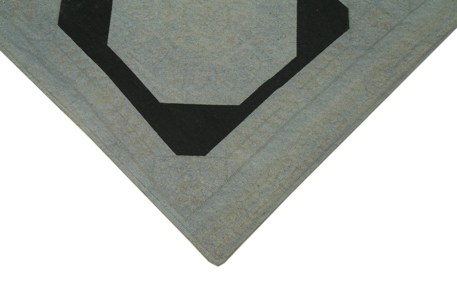 Needlepoint Gri Çiçekli Pamuk Yün El Dokuma Halısı 165x234 Agacan