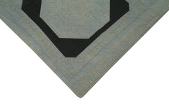 Needlepoint Gri Çiçekli Pamuk Yün El Dokuma Halısı 165x234 Agacan