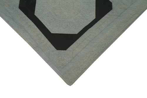 Needlepoint Gri Çiçekli Pamuk Yün El Dokuma Halısı 165x234 Agacan