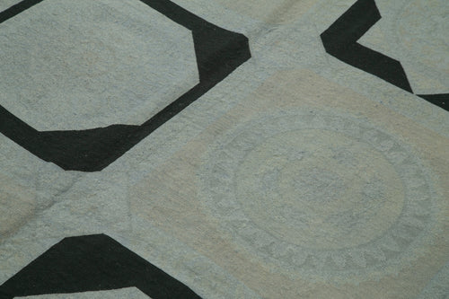 Needlepoint Gri Çiçekli Pamuk Yün El Dokuma Halısı 165x234 Agacan