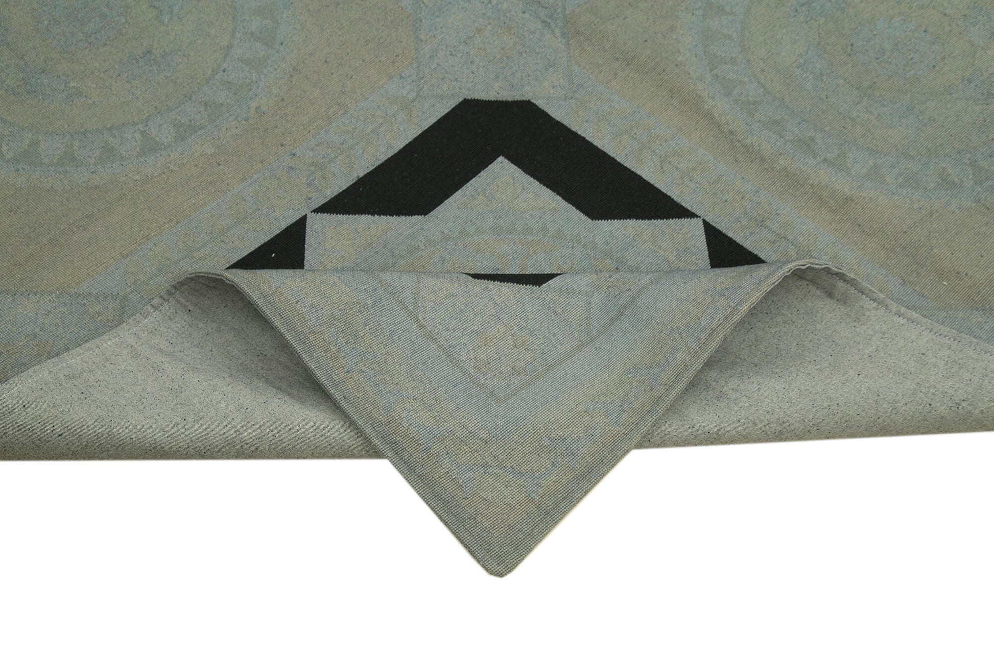 Needlepoint Gri Çiçekli Pamuk Yün El Dokuma Halısı 165x234 Agacan