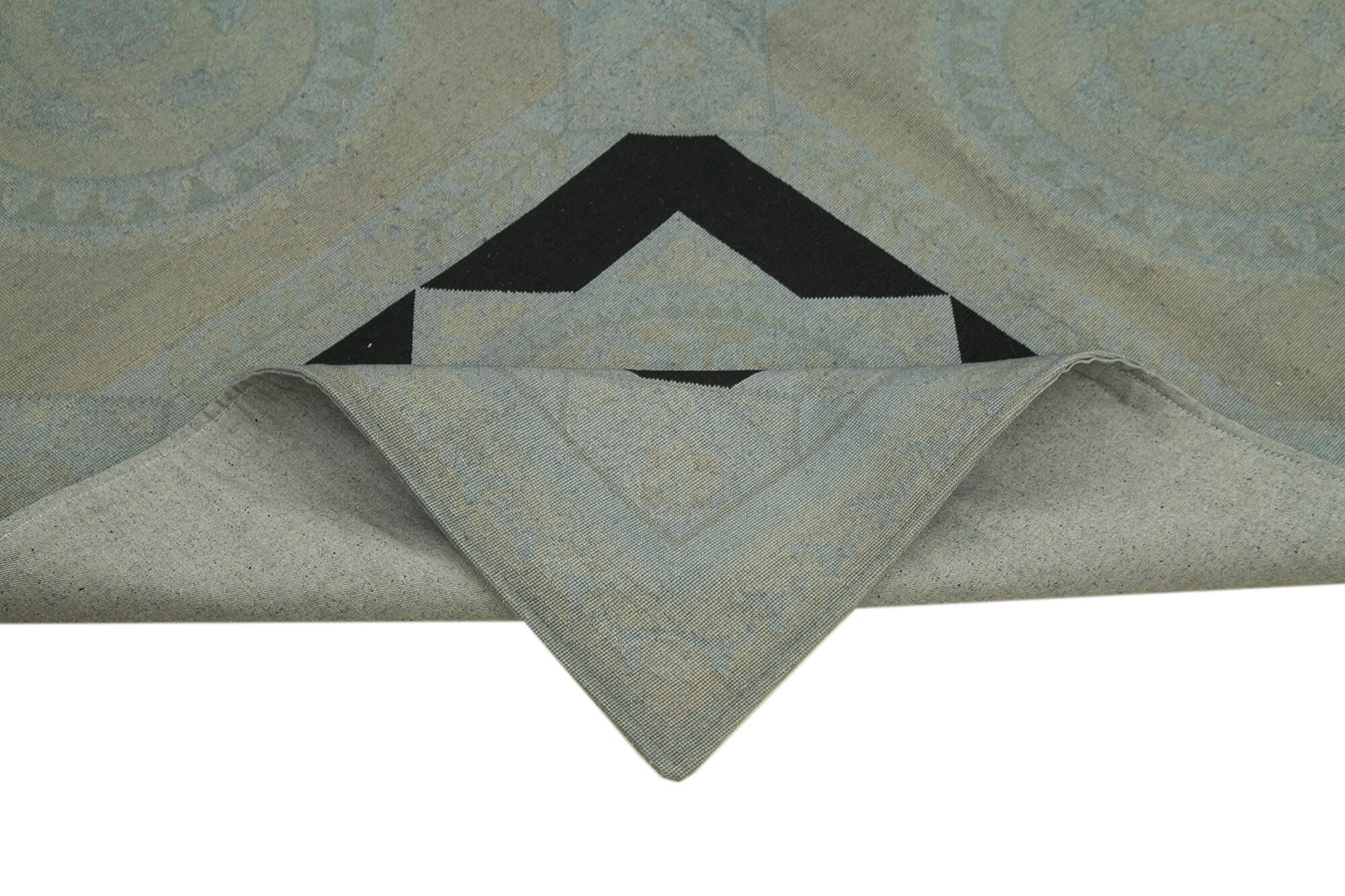 Needlepoint Gri Çiçekli Pamuk Yün El Dokuma Halısı 165x234 Agacan