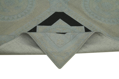 Needlepoint Gri Çiçekli Pamuk Yün El Dokuma Halısı 165x234 Agacan