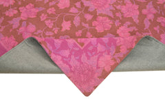 Needlepoint Pembe Çiçekli Pamuk Yün El Dokuma Halısı 166x254 Agacan