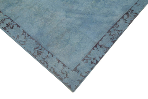 Needlepoint Mavi Çiçekli Pamuk Yün El Dokuma Halısı 162x258 Agacan