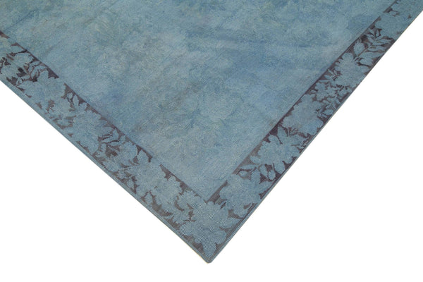 Needlepoint Mavi Çiçekli Pamuk Yün El Dokuma Halısı 162x258 Agacan