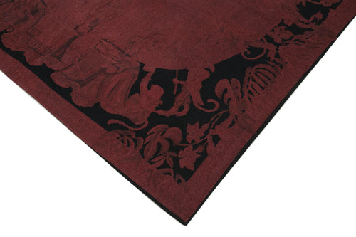 Needlepoint Kırmızı Çiçekli Pamuk Yün El Dokuma Halısı 163x252 Agacan