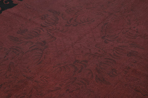 Needlepoint Kırmızı Çiçekli Pamuk Yün El Dokuma Halısı 163x252 Agacan