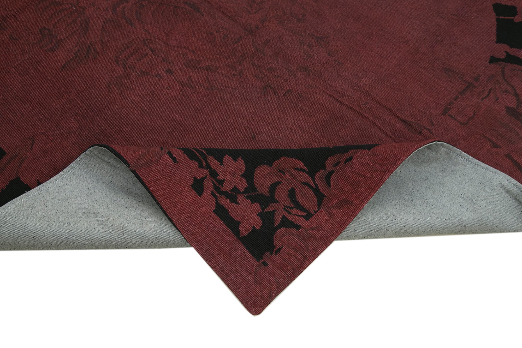 Needlepoint Kırmızı Çiçekli Pamuk Yün El Dokuma Halısı 163x252 Agacan