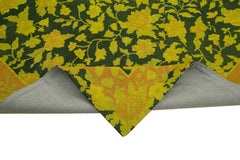 Needlepoint Sarı Çiçekli Pamuk Yün El Dokuma Halısı 168x243 Agacan