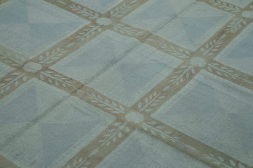 Needlepoint Gri Çiçekli Pamuk Yün El Dokuma Halısı 171x261 Agacan