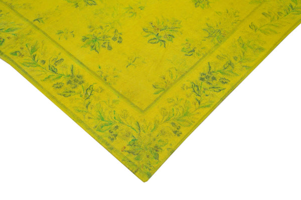 Needlepoint Sarı Çiçekli Pamuk Yün El Dokuma Halısı 165x252 Agacan