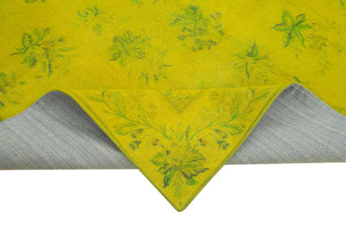 Needlepoint Sarı Çiçekli Pamuk Yün El Dokuma Halısı 165x252 Agacan