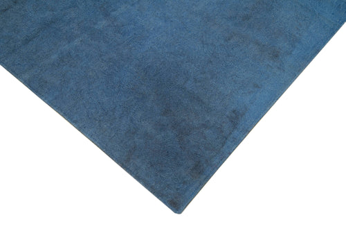 Needlepoint Mavi Çiçekli Pamuk Yün El Dokuma Halısı 165x244 Agacan