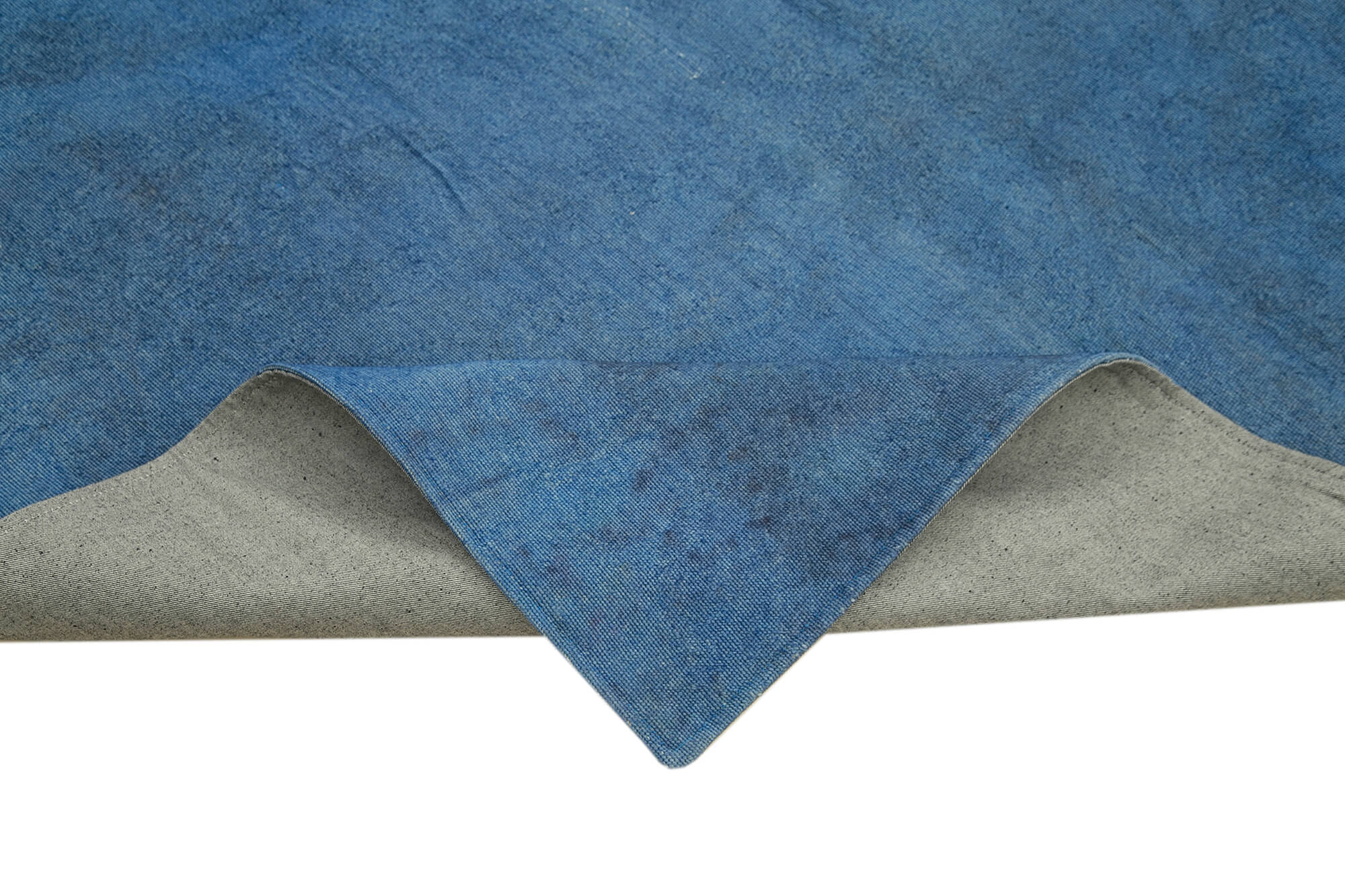 Needlepoint Mavi Çiçekli Pamuk Yün El Dokuma Halısı 165x244 Agacan